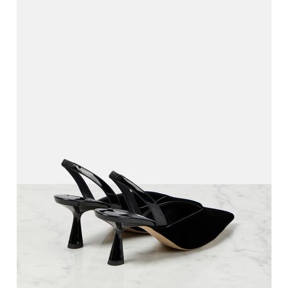 Jimmy Choo Maryanne Velvet Slingback Pumps Pointed Toe Patent Leather 36 - Picture 2 of 15